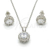 Sterling Silver Earring and Pendant Adult Set, with White Cubic Zirconia, Polished, Rhodium Finish, 10.175.0062