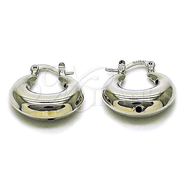 Rhodium Plated Small Hoop, Hollow Design, Polished, Rhodium Finish, 02.163.0158.1.20