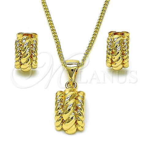 Oro Laminado Earring and Pendant Adult Set, Gold Filled Style Polished, Golden Finish, 10.342.0175