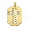 Oro Laminado Religious Pendant, Gold Filled Style Cross Design, Polished, Golden Finish, 05.09.0067