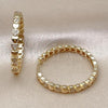 Oro Laminado Huggie Hoop, Gold Filled Style Heart Design, with White Micro Pave, Polished, Golden Finish, 02.204.0033.30