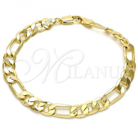 Oro Laminado Basic Bracelet, Gold Filled Style Figaro Design, Polished, Golden Finish, 5.222.012.08