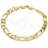 Oro Laminado Basic Bracelet, Gold Filled Style Figaro Design, Polished, Golden Finish, 5.222.012.08