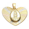 Oro Laminado Religious Pendant, Gold Filled Style San Lazaro Design, Diamond Cutting Finish, Tricolor, 5.194.024