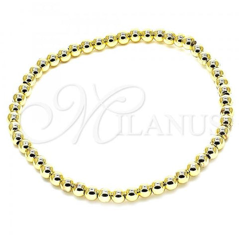 Oro Laminado Fancy Bracelet, Gold Filled Style Expandable Bead Design, Polished, Golden Finish, 03.207.0081.07
