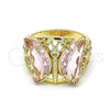 Oro Laminado Multi Stone Ring, Gold Filled Style Butterfly Design, with Pink and White Cubic Zirconia, Polished, Golden Finish, 01.380.0031.07