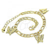 Oro Laminado Charm Bracelet, Gold Filled Style Butterfly Design, Polished, Golden Finish, 03.331.0177.08