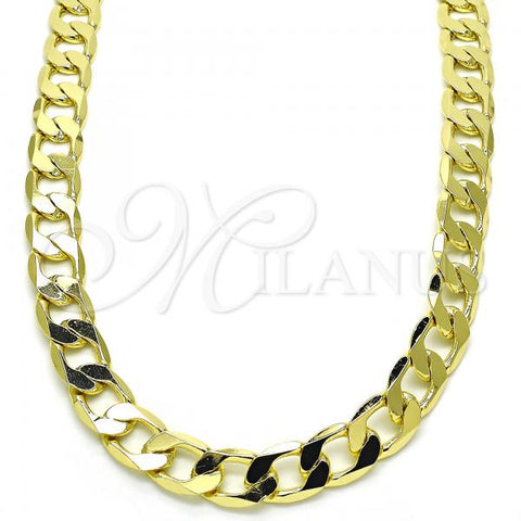 Oro Laminado Basic Necklace, Gold Filled Style Curb Design, Polished, Golden Finish, 5.222.001.28