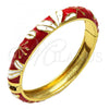 Oro Laminado Individual Bangle, Gold Filled Style Flower Design, Red Enamel Finish, Golden Finish, 07.246.0008.3.05 (10 MM Thickness, Size 5 - 2.50 Diameter)