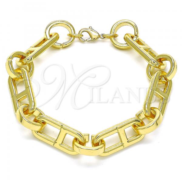 Oro Laminado Basic Bracelet, Gold Filled Style Puff Mariner Design, Polished, Golden Finish, 04.362.0039.08