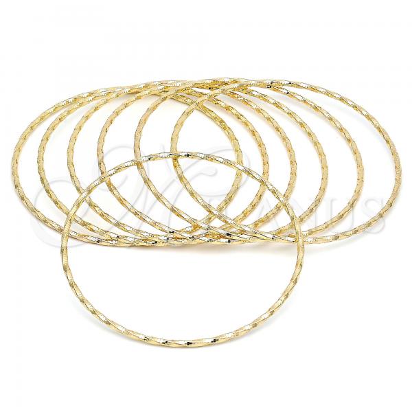 Oro Laminado Semanario Bangle, Gold Filled Style Diamond Cutting Finish, Golden Finish, 07.93.0006.06