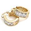 Oro Laminado Small Hoop, Gold Filled Style Baguette Design, with White Cubic Zirconia, Polished, Golden Finish, 02.185.0001.20