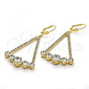 Oro Laminado Dangle Earring, Gold Filled Style with White Cubic Zirconia and White Crystal, Polished, Golden Finish, 02.268.0041