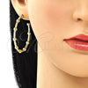 Oro Laminado Stud Earring, Gold Filled Style with White Micro Pave, Polished, Golden Finish, 02.210.0744
