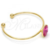 Oro Laminado Individual Bangle, Gold Filled Style with Rose Swarovski Crystals, Polished, Golden Finish, 07.239.0012 (02 MM Thickness, One size fits all)