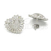 Sterling Silver Stud Earring, Heart Design, with White Cubic Zirconia, Polished, Rhodium Finish, 02.175.0121