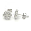 Sterling Silver Stud Earring, with White Micro Pave, Polished, Rhodium Finish, 02.336.0014