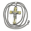 Stainless Steel Pendant Necklace, Crucifix Design, Polished, Two Tone, 04.116.0056.1.30