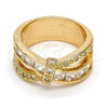 Oro Laminado Multi Stone Ring, Gold Filled Style with White Cubic Zirconia, Polished, Golden Finish, 01.210.0045.8.08 (Size 8)