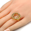 Oro Laminado Multi Stone Ring, Gold Filled Style with White Cubic Zirconia and White Crystal, Polished, Golden Finish, 01.118.0053.07 (Size 7)