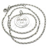 Rhodium Plated Pendant Necklace, Feet and Heart Design, Polished, Rhodium Finish, 04.106.0034.1.20