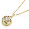 Oro Laminado Pendant Necklace, Gold Filled Style with White Cubic Zirconia, Diamond Cutting Finish, Golden Finish, 04.63.1351.18