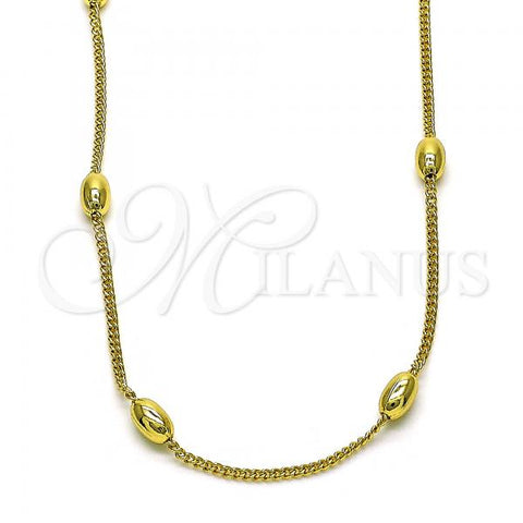Oro Laminado Fancy Necklace, Gold Filled Style Curb and Ball Design, Polished, Golden Finish, 04.341.0104.18