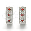 Rhodium Plated Huggie Hoop, with Garnet and White Cubic Zirconia, Polished, Rhodium Finish, 02.210.0056.6.15