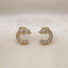 Oro Laminado Stud Earring, Gold Filled Style with White Cubic Zirconia, Polished, Golden Finish, 02.213.0778