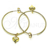 Oro Laminado Medium Hoop, Gold Filled Style Heart Design, Polished, Golden Finish, 02.63.2737.40