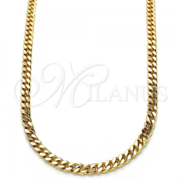 Oro Laminado Basic Necklace, Gold Filled Style Miami Cuban Design, Polished, Golden Finish, 04.63.1360.24