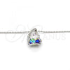 Rhodium Plated Pendant Necklace, Frog Design, with Vitrail Medium and Aurore Boreale Swarovski Crystals, Polished, Rhodium Finish, 04.239.0039.6.16