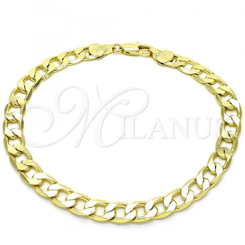 Oro Laminado Basic Anklet, Gold Filled Style Curb Design, Polished, Golden Finish, 5.222.001.10