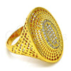 Oro Laminado Multi Stone Ring, Gold Filled Style with White Crystal, Polished, Golden Finish, 01.118.0025.09 (Size 9)