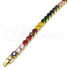 Oro Laminado Tennis Bracelet, Gold Filled Style with Multicolor Cubic Zirconia, Polished, Golden Finish, 03.221.0056.6.08