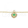Oro Laminado Pendant Necklace, Gold Filled Style Star Design, with Green Opal and White Micro Pave, Polished, Golden Finish, 04.63.1325.3.18