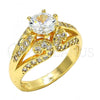 Oro Laminado Multi Stone Ring, Gold Filled Style with White Cubic Zirconia, Polished, Golden Finish, 01.284.0018.08 (Size 8)