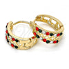 Oro Laminado Huggie Hoop, Gold Filled Style with Multicolor Crystal, Polished, Golden Finish, 02.165.0144.12.15