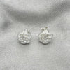 Sterling Silver Stud Earring, Flower Design, Polished, Silver Finish, 02.407.0012