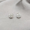 Sterling Silver Stud Earring, Flower Design, Polished, Silver Finish, 02.409.0038