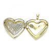 Oro Laminado Locket Pendant, Gold Filled Style Heart and Flower Design, Polished, Golden Finish, 05.117.0018