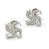 Sterling Silver Stud Earring, with White Cubic Zirconia, Polished, Rhodium Finish, 02.175.0109