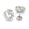 Sterling Silver Stud Earring, Heart Design, with White Cubic Zirconia, Polished, Rhodium Finish, 02.336.0049
