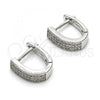 Sterling Silver Huggie Hoop, with White Micro Pave, Polished, Rhodium Finish, 02.175.0041.10