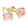 Oro Laminado Small Hoop, Gold Filled Style Spiral Design, with Rhodolite Crystal, Polished, Golden Finish, 5.120.019