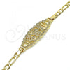 Oro Laminado Fancy Bracelet, Gold Filled Style Elephant and Owl Design, Polished, Golden Finish, 03.351.0036.08