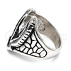 Stainless Steel Mens Ring, Eagle Design, Black Enamel Finish, Steel Finish, 01.234.0002.10 (Size 10)