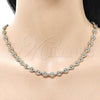 Oro Laminado Fancy Necklace, Gold Filled Style Puff Mariner Design, with White Micro Pave, Polished, Golden Finish, 04.63.1401.20