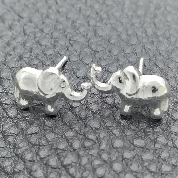 Sterling Silver Stud Earring, Elephant Design, Polished, Silver Finish, 02.399.0012