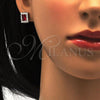 Sterling Silver Earring and Pendant Adult Set, with Garnet and White Cubic Zirconia, Polished, Rhodium Finish, 10.175.0053.1